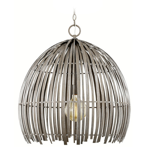 Visual Comfort Studio Collection Hanalei Washed Pine Pendant Light with Bowl / Dome Shade