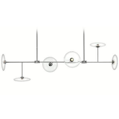 Visual Comfort Signature Collection Ian K. Fowler Calvino Linear Chandelier in Nickel by VC Signature S5695PNCG