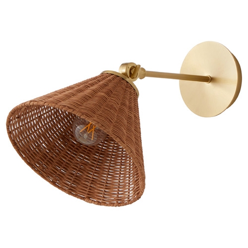 Wicker Aged Brass Sconce by Quorum Lighting