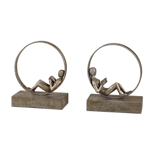Uttermost Lighting Modern Sculpture in Antique Silver by Uttermost Lighting 19596