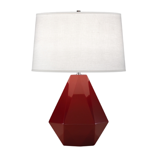Robert Abbey Lighting Modern Art Deco Table Lamp Oxblood / Polished Nickel Delta by Robert Abbey 938