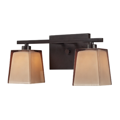 Elk Lighting Bathroom Light with Brown Glass in Oiled Bronze Finish 11437/2