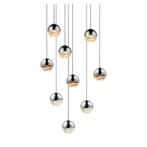 Sonneman Lighting Grapes Polished Chrome 9-Light LED Multi-Light Pendant by Sonneman Lighting 2916.01-SML