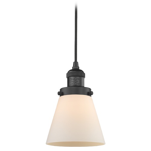 Innovations Lighting Innovations Lighting Small Cone Matte Black Mini-Pendant Light with Conical Shade 201C-BK-G61