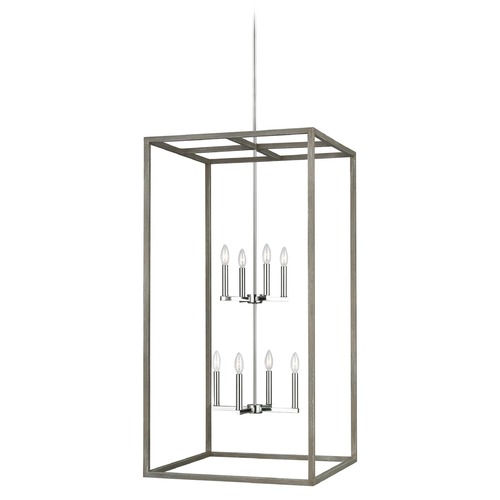 Generation Lighting Moffet Street Washed Pine & Chrome Pendant by Generation Lighting 5234508-872