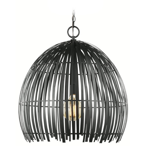 Visual Comfort Studio Collection Hanalei Midnight Black Pendant Light with Bowl / Dome Shade