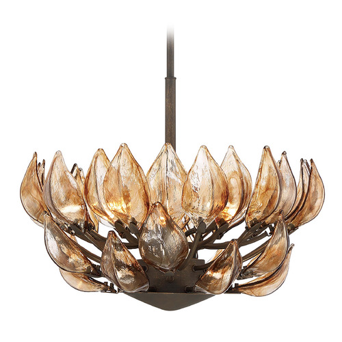 Metropolitan Lighting Arboles Pendant in Heritage Bronze with Amber Glass by Metropolitan N6686-874