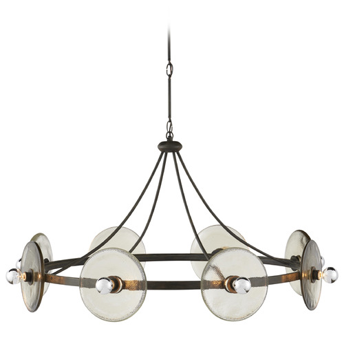 Currey and Company Tom Caldwell Circumstellar Disc Black Iron / Clear Chandelier