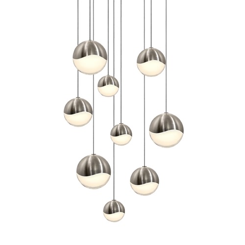 Grapes Satin Nickel 9-Light LED Multi-Light Pendant by Sonneman Lighting