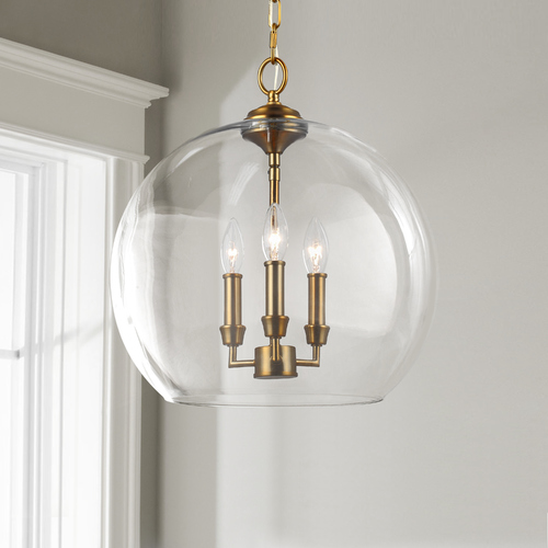 Generation Lighting Lawler Burnished Brass Pendant Light with Bowl / Dome Shade F3155/3BBS