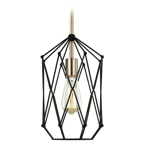 Visual Comfort Studio Collection Zarra Satin Brass & Midnight Black Mini-Pendant Light