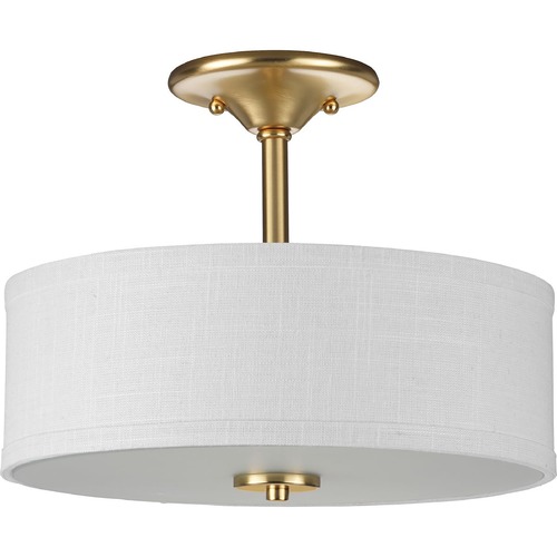 Progress Lighting Inspire 13-Inch Semi-Flush Mount in Satin Brass by Progress Lighting P350129-012