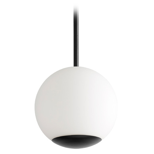 Oxygen Terra 10-Inch Opal Globe Pendant in Black by Oxygen Lighting 3-690-15