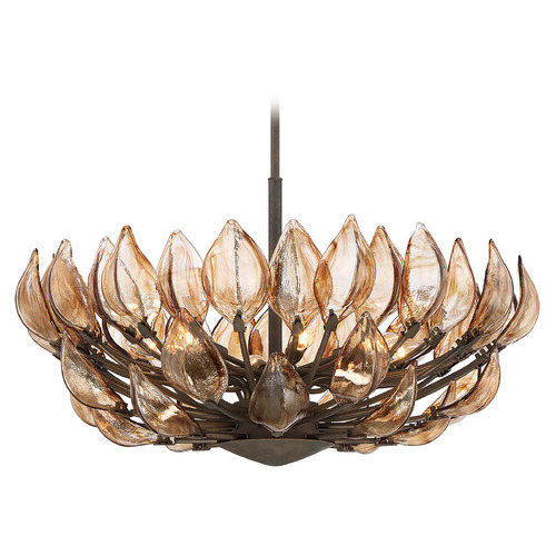 Arboles Pendant in Heritage Bronze with Amber Glass by Metropolitan Lighting