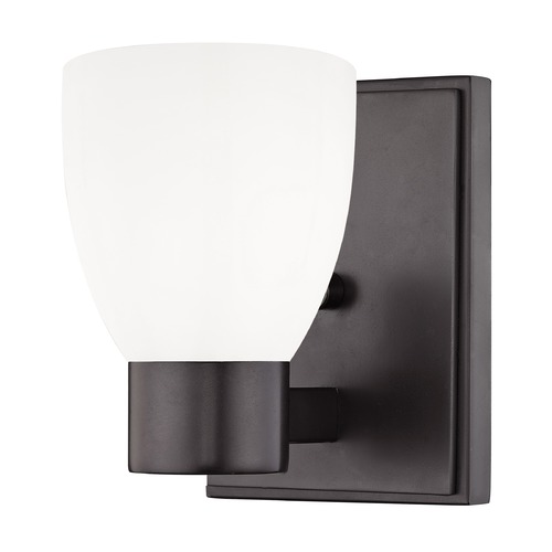 Shiny Opal White Glass Sconce Bronze