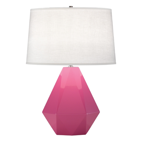 Robert Abbey Lighting Modern Art Deco Table Lamp Schiaparelli Pink / Polished Nickel Delta by Robert Abbey 941