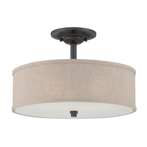 Cloverdale 17-Inch Semi-Flush in Mottled Cocoa by Quoizel Lighting