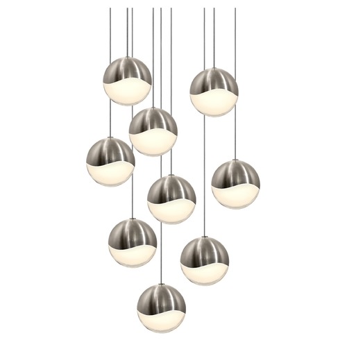 Sonneman Lighting Grapes Satin Nickel 9-Light LED Multi-Light Pendant by Sonneman Lighting 2916.13-LRG