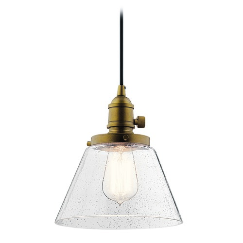 Kichler Lighting Avery 8.25-Inch Natural Brass Pendant by Kichler Lighting 43851NBR