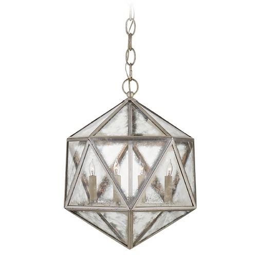 Visual Comfort Signature Collection E.F. Chapman Zeno 18 Facet Hedron Lantern in Silver by Visual Comfort Signature CHC5201BSLAM