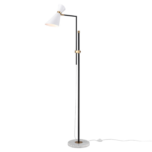 Elk Lighting Elk Lighting Taran Matte White & Aged Brass Floor Lamp with Conical Shade H0019-11112