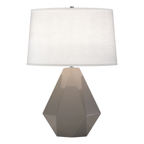 Delta Table Lamp Smokey Taupe & Polished Nickel by Robert Abbey