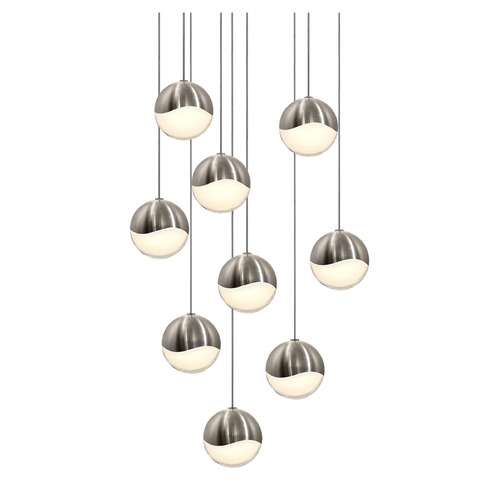 Grapes Satin Nickel 9-Light LED Multi-Light Pendant by Sonneman Lighting