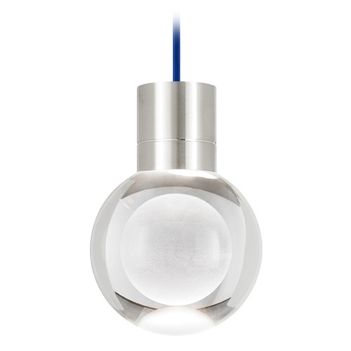 Mina LED Warm Dim Mini Pendant in Nickel & Blue by Visual Comfort Modern
