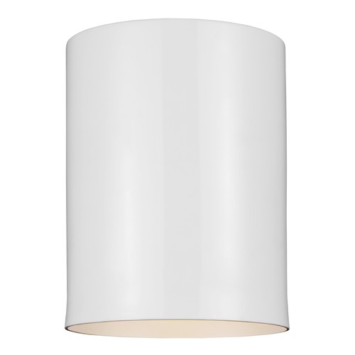 Cylindrical LED Flush Mount in White by Visual Comfort Studio