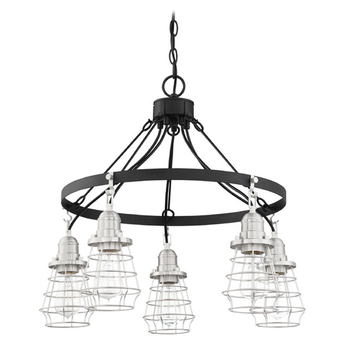 Thatcher Flat Black & Brushed Polished Nickel Chandelier by Craftmade Lighting