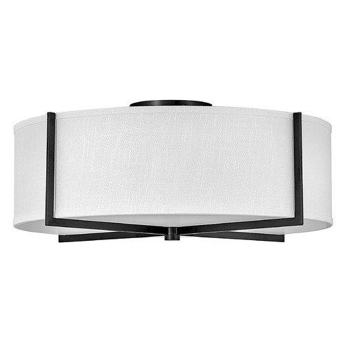 Axis Large Semi-Flush in Black & Off White Linen by Hinkley Lighting