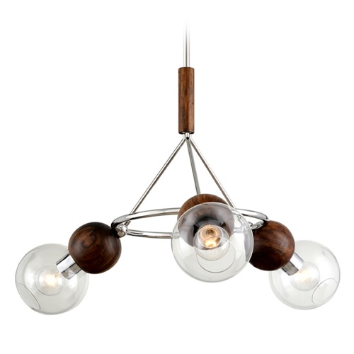 Troy Lighting Arlo 35.50-Inch Polished SS and Natural Acacia Chandelier by Troy Lighting F7673