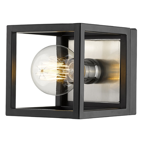 Z-Lite Kube Matte Black & Brushed Nickel Sconce by Z-Lite 480-1S-MB-BN