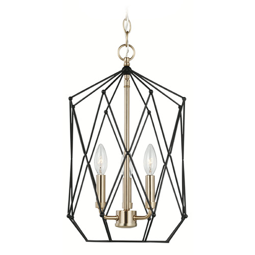 Visual Comfort Studio Collection Zarra Satin Brass & Midnight Black Pendant Light
