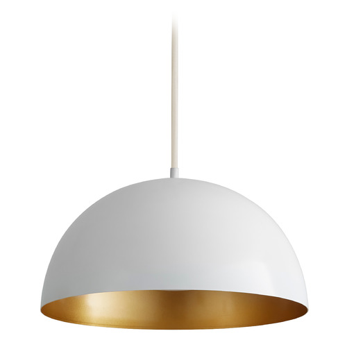 Lucci 16-Inch LED Pendant in White & Brass by Oxygen Lighting