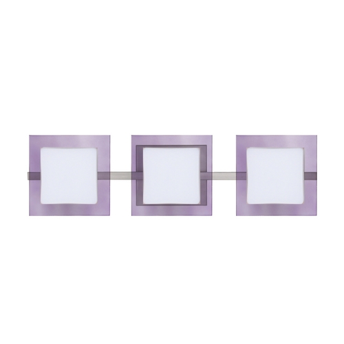 Besa Lighting Modern Bathroom Light Purple Glass Satin Nickel by Besa Lighting 3WS-773591-SN