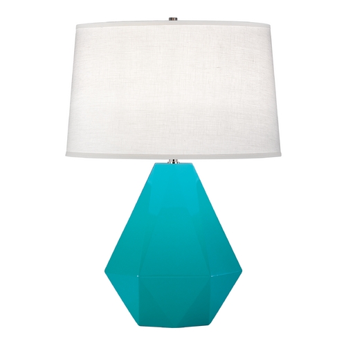 Delta Table Lamp Egg Blue & Polished Nickel by Robert Abbey