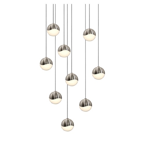 Grapes Satin Nickel 9-Light LED Multi-Light Pendant by Sonneman Lighting