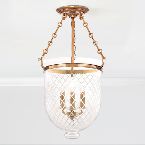 Hudson Valley Lighting Hampton Aged Brass Semi-Flush Mount by Hudson Valley Lighting 253-AGB-C2