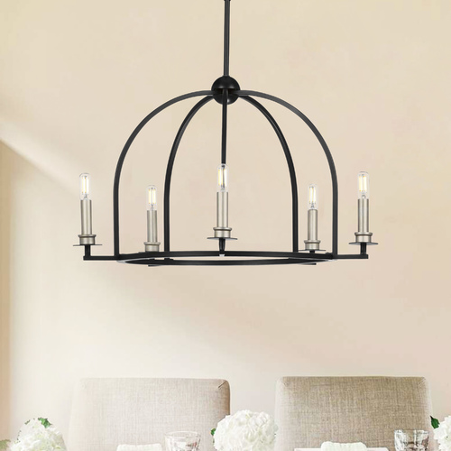 Seneca Black 5-Light Chandelier by Progress Lighting