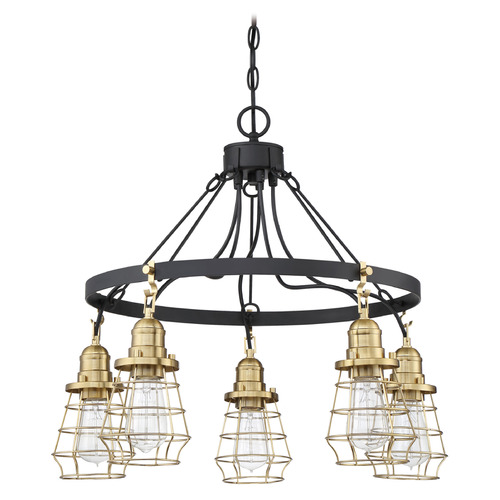 Craftmade Lighting Thatcher Flat Black & Satin Brass Chandelier by Craftmade Lighting 50625-FBSB