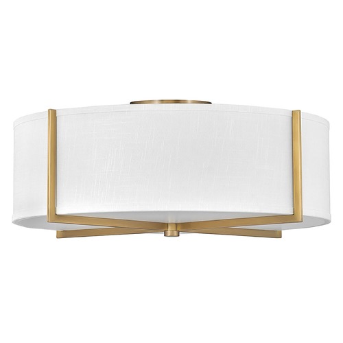 Hinkley Axis Large Semi-Flush in Brass & Off White Linen by Hinkley Lighting 41710HB