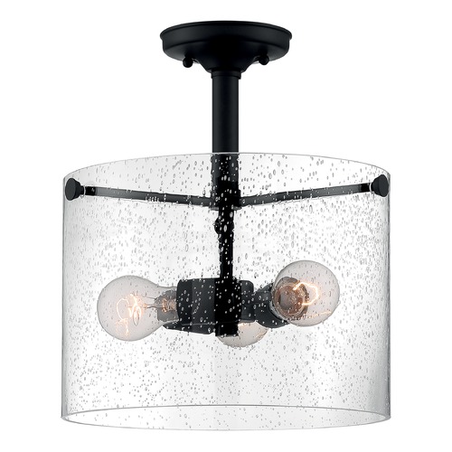 Bransel Matte Black Semi-Flush Mount by Satco Lighting