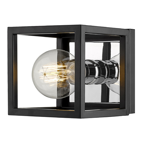 Kube Matte Black & Chrome Sconce by Z-Lite