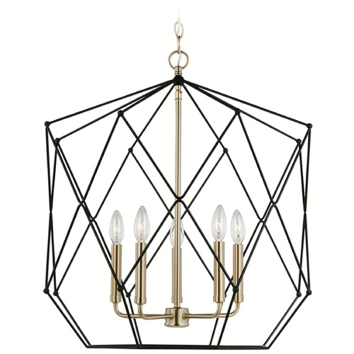 Visual Comfort Studio Collection Zarra Satin Brass & Midnight Black Pendant Light