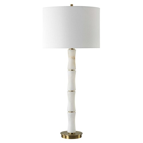 The Uttermost Company Unify Polished Alabaster & Brass Table Lamp with Drum Shade
