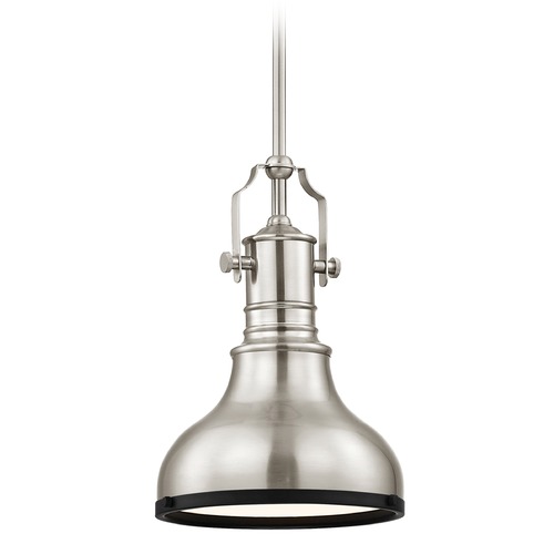 Design Classics Lighting Farmhouse Metal Mini-Pendant Satin Nickel and Black 8.63-Inch Wide 1765-09 SH1778-09 R1778-07