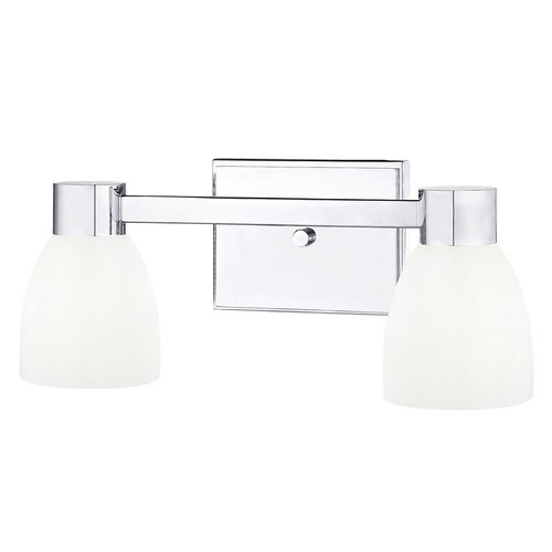 Design Classics Lighting 2-Light Shiny White Glass Bathroom Vanity Light Chrome 2102-26 GL1024MB
