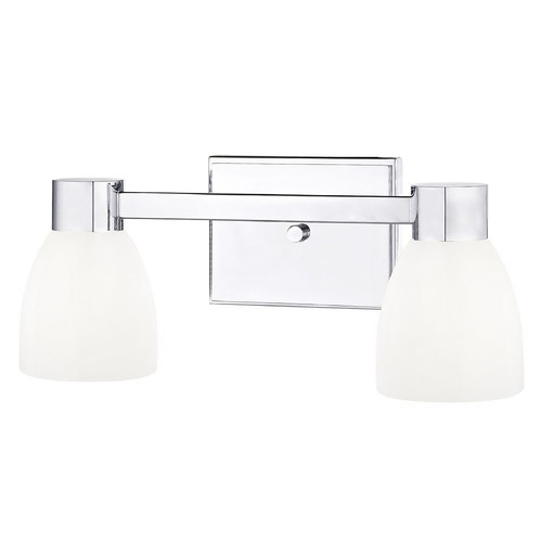 2-Light Shiny White Glass Bathroom Vanity Light Chrome