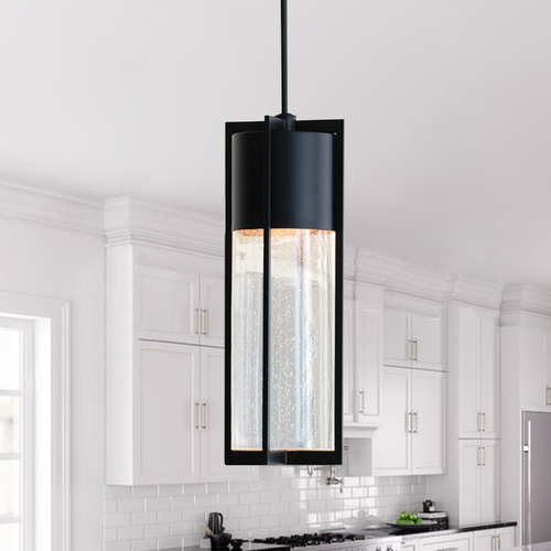 Hinkley Seeded Glass LED Outdoor Hanging Light Black by Hinkley Lighting 1328BK-LED